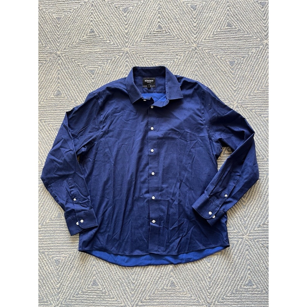 Bonobos Long Sleeve Button‎ Shirt - Blue/Blue Dot - XXL